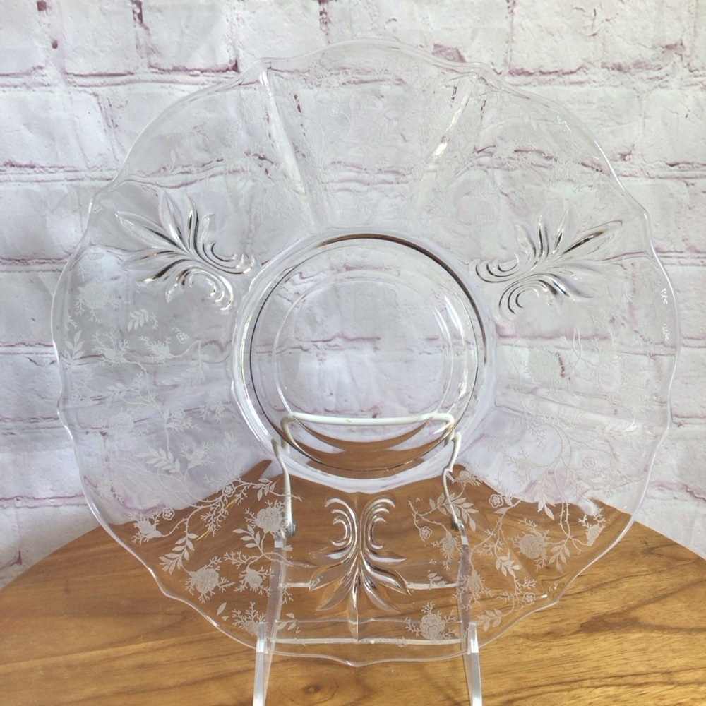 Vintage Fostoria Shirley Floral Etched Baroque Glass Platter